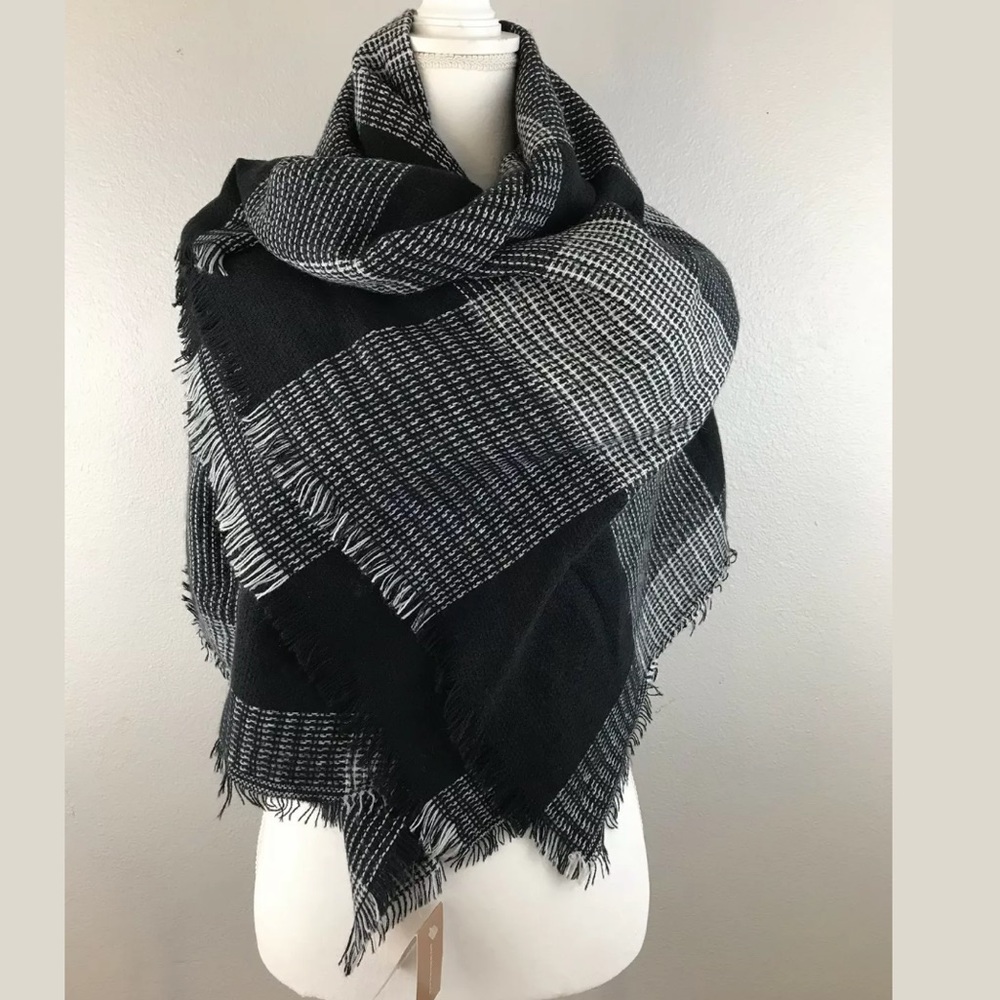 Francescas Wrap Long Oversized Tartan Scarf